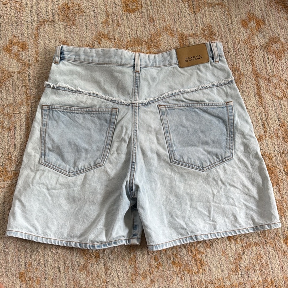 Isabel Marant Oreta Denim High Rise 100% Cotton Button Fly Shorts Size 40 (US30) - Picture 8 of 14